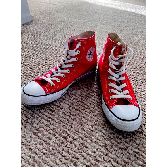 Unisex Cherry Red Converse High Tops